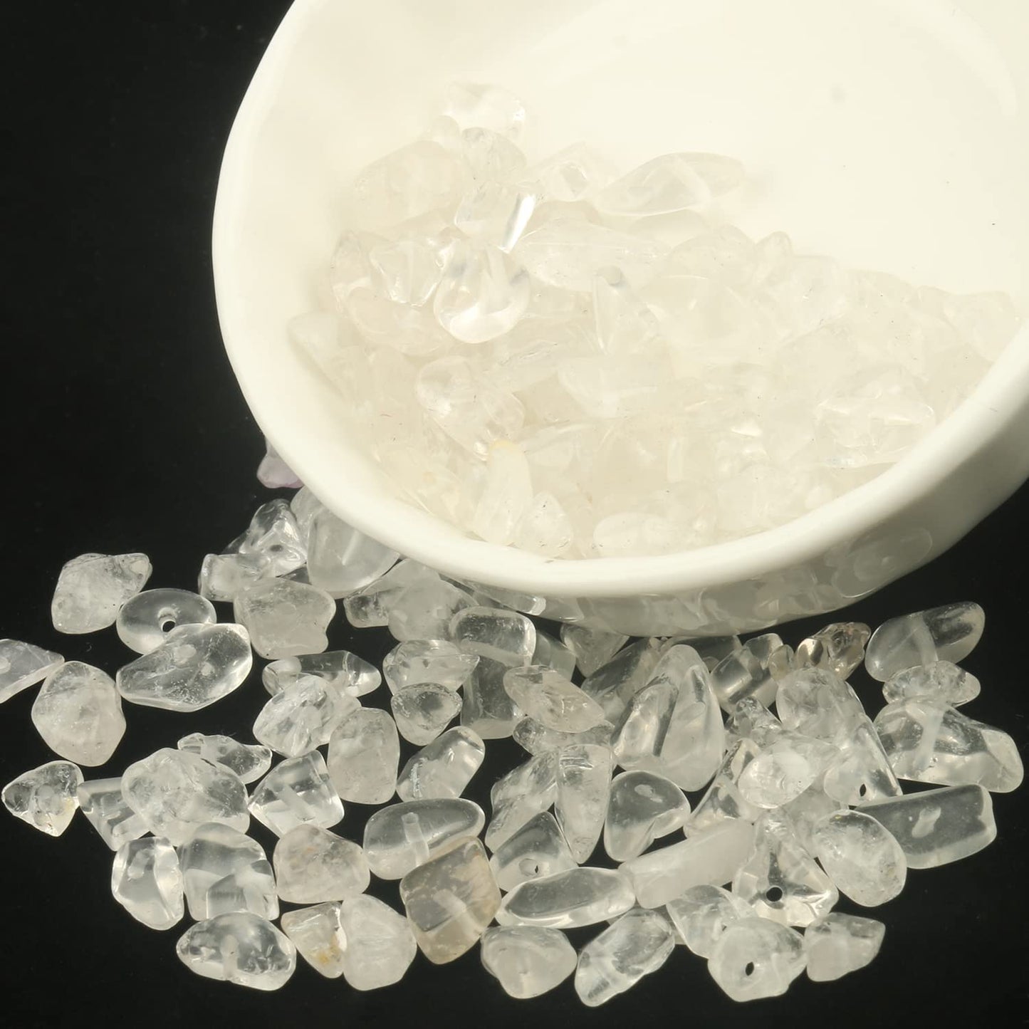 30in Clear Quartz Natural Chip Stone Beads 5-8mm About 230pcs, Irregular Drilled White Bead for Bracelets Jewelry Making Supplies for Adults, DIY Crafts.