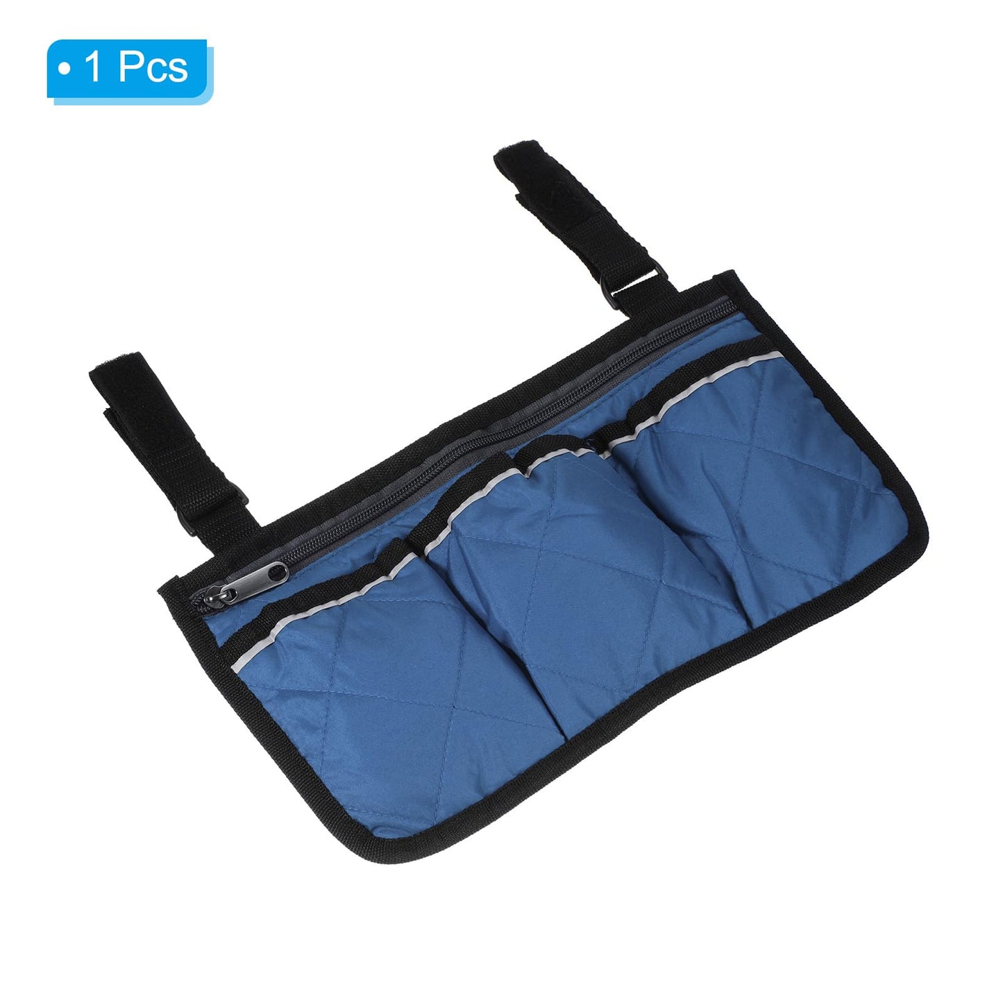 PATIKIL Beach Chair Armrest Bag, Waterproof Beach Chair Hanging Storage Pouch Arm Rest Magazine Snack Bag with 4 Pockets for Camping Outdoors, Dark Blue