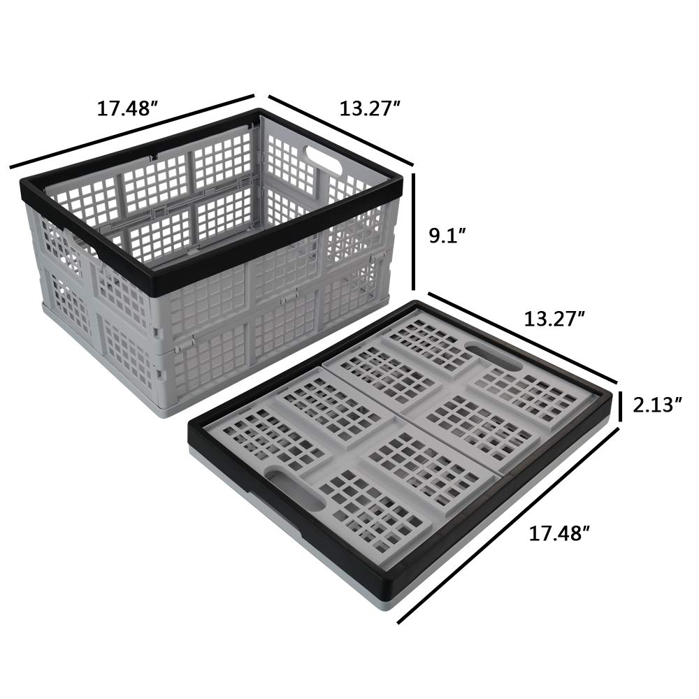 Jekiyo 34-Liter Folding Crates Storage, Collapsible Container Plastic, Set of 1