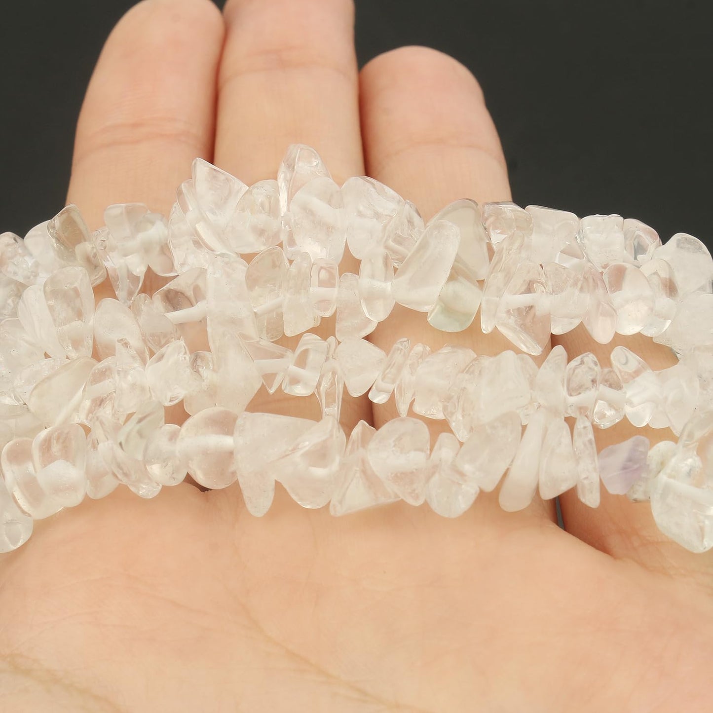 30in Clear Quartz Natural Chip Stone Beads 5-8mm About 230pcs, Irregular Drilled White Bead for Bracelets Jewelry Making Supplies for Adults, DIY Crafts.