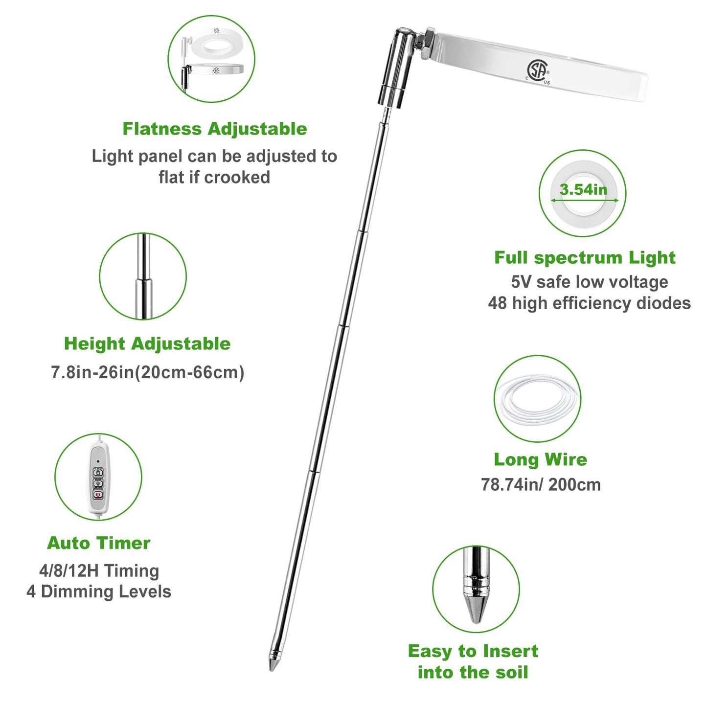 LORDEM Grow Light, Full Spectrum LED Plant Light for Indoor Plants, Height Adjustable Growing Lamp with Auto On/Off Timer 4/8/12H, 4 Dimmable Brightness, Ideal Small Pack of 3, Warm White