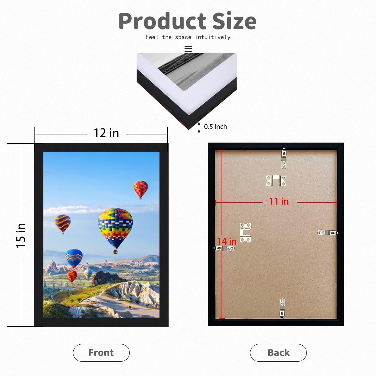 RUN HELIX 11x14 Picture Frame, Wall Gallery Photo Frames,Stable and Sturdy Black Frame with High Definition Plexiglass,11x14 Poster Photo Frame,Horizontal and Vertical Formats for Wall Hanging, Black