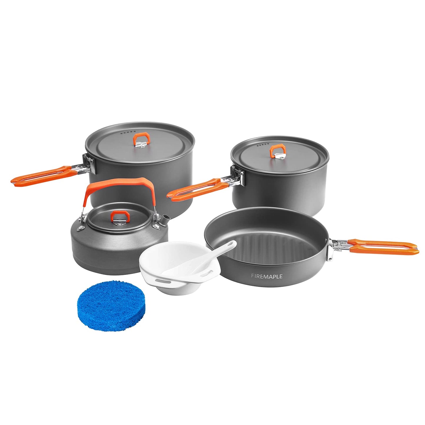 Fire-Maple Feast Outdoor Camping Cookware Set, Portable Stackable Camping Pots and Pans Set with Kettle, Compact Camping Cookware Mess Kit for Hiking, Fishing and Backpacking