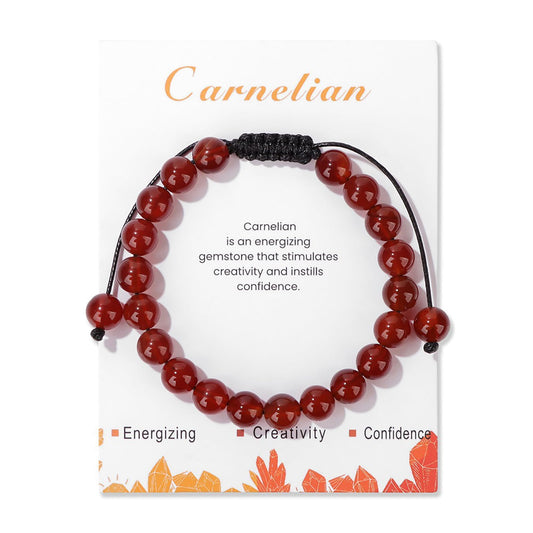 Carnelian Bracelet for Women 8mm Natural Stone Handmade Adjustable Carnelian Bead Bracelet Carnelian Crystal Bracelet Carnelian Jewelry for Women Girls