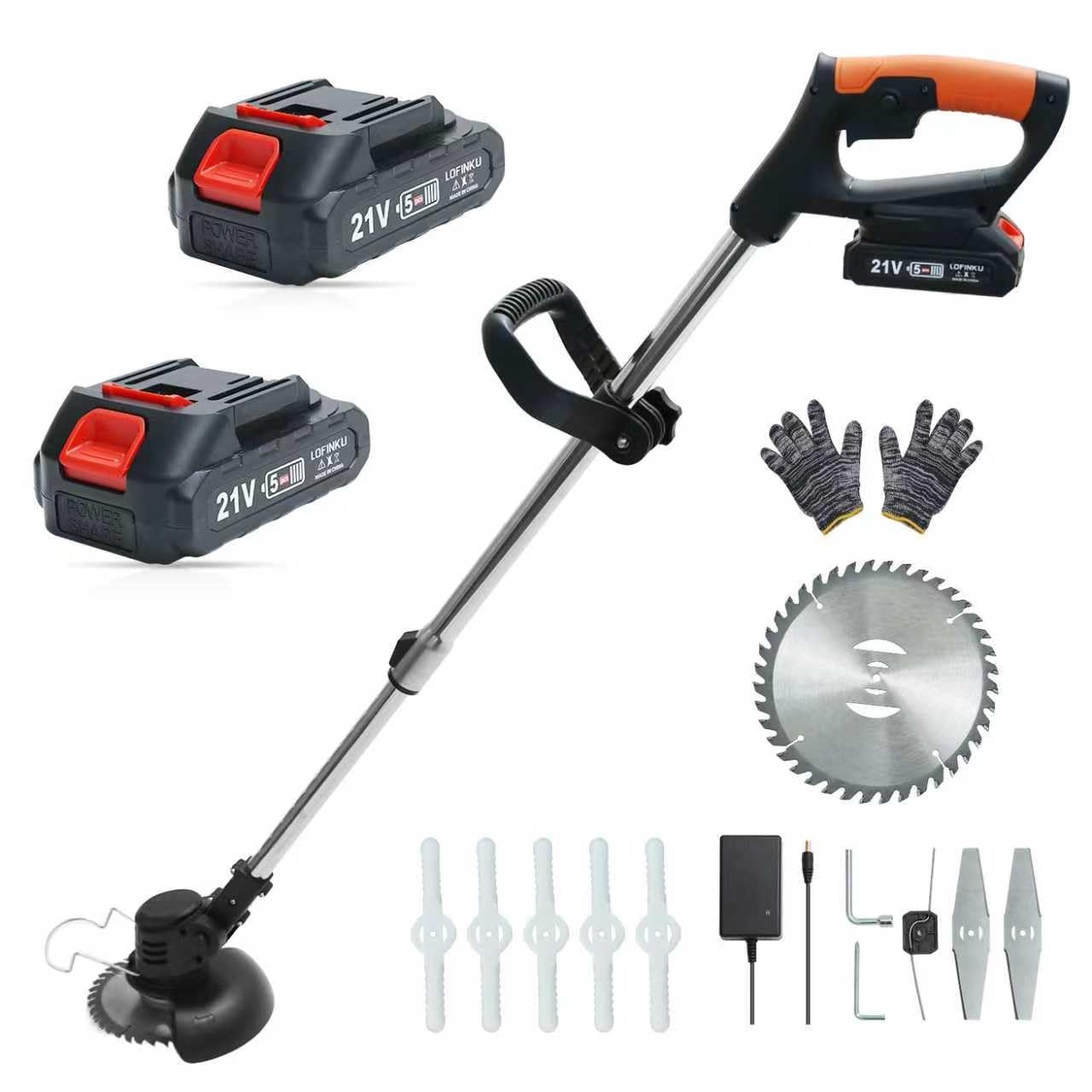 Cordless Weed Wacker, Lightweight Electric Grass Trimmer, 2 Batteries, Weed Erimmer, Adjustable Weed Eater,String Trimmers,Black