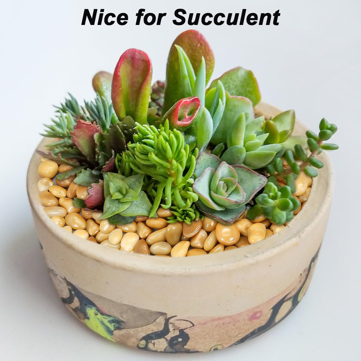 River Rocks for Landscaping,Virekm Decorative Ornamental Pebbles Garden Landscaping Stones Gravel Filler for Home Decoration Flower Bed Fish Tank Plants Vases Succulents (1, Yellow, 5 Pounds)