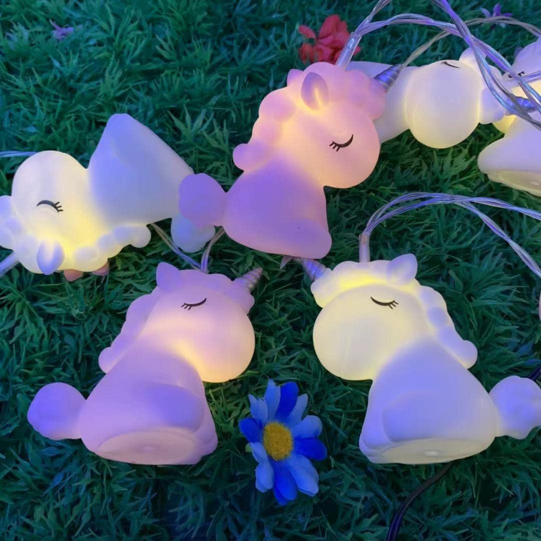 Hoolight Unicorn String Lights 10 LED Lights Battery Operated Unicorn Fairy Lights Girl Bedroom Birthday Party Kids Wedding Valentine's Day Christmas Decoration (Pink/White Unicorn String Lights)