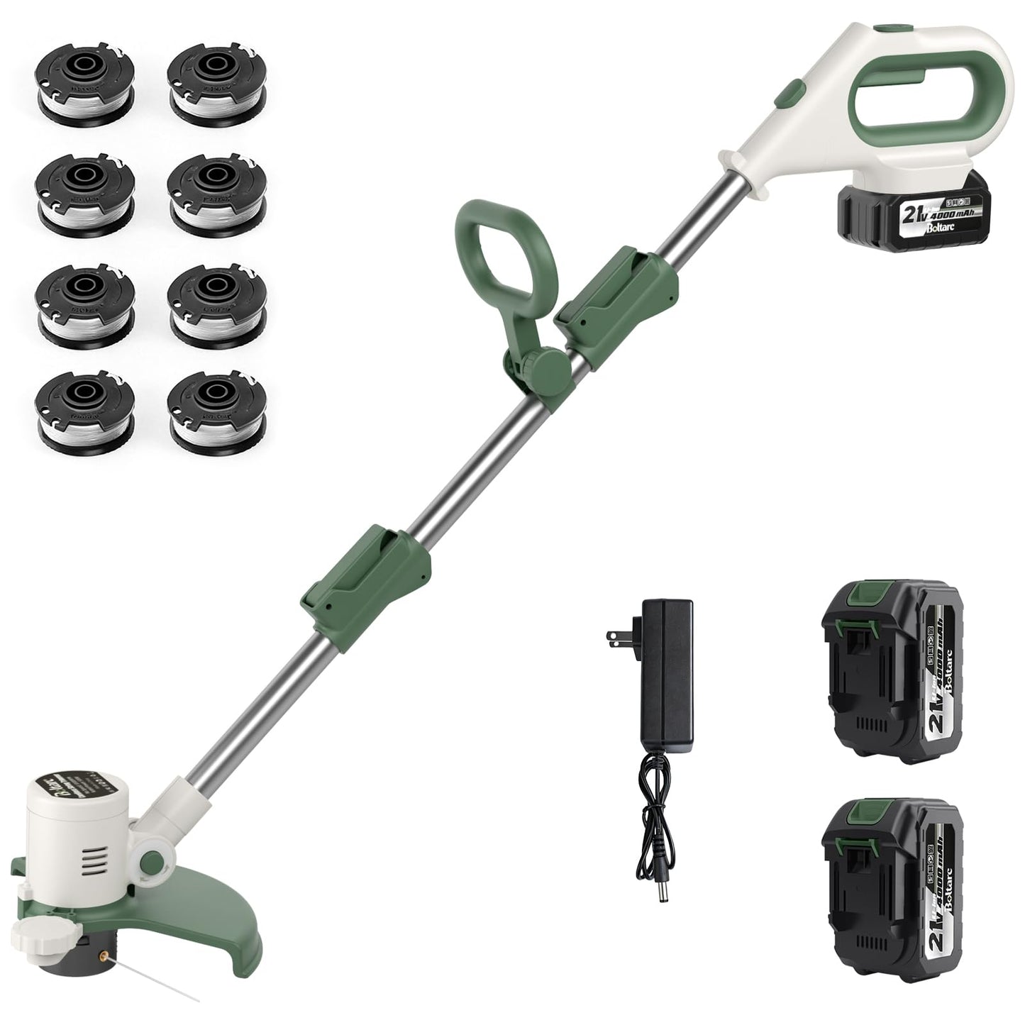 21V 3-in-1 Cordless Weed Eater-Weeding/Trimming/Lawn Mower, with 8 Replace Auto Line Feed, Electric Grass Trimmer for Garden, Lawn, 120 Mins of Non-Stop (2 * 4.0 mAh Battery & Charger Included)