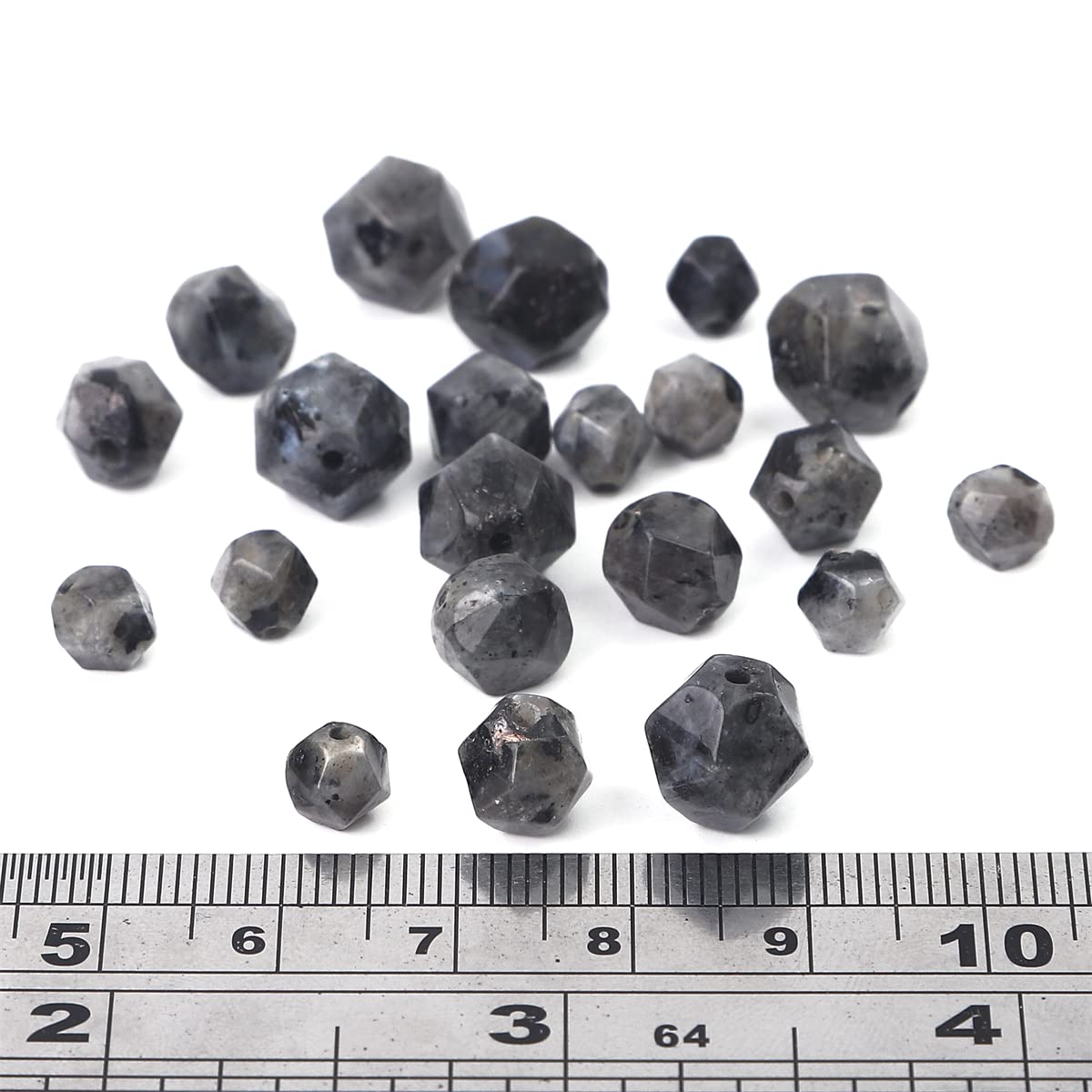 BEADIA Faceted Natural Black Spectrolite Stone Round Beads 8mm 36cm/Strand for Jewelry Making