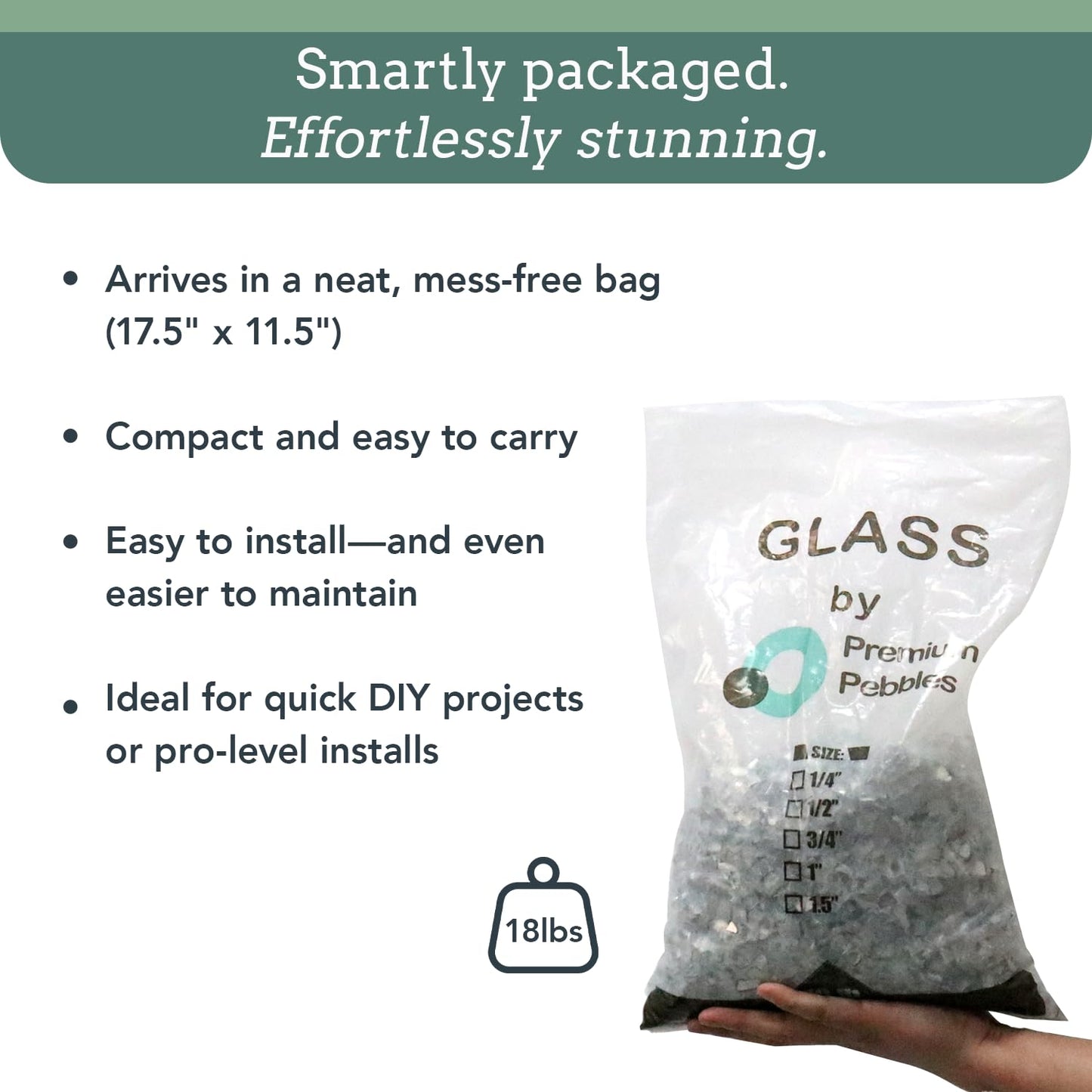 Fire Glass for Fire Pit - Clear - 0.5 Inch 18 lbs - High Luster Reflective Tempered Glass Rocks for Natural or Propane Gas Fireplace or Fire Pit (0.5 Inch - Ref. Clear, 18.00, Pounds)…