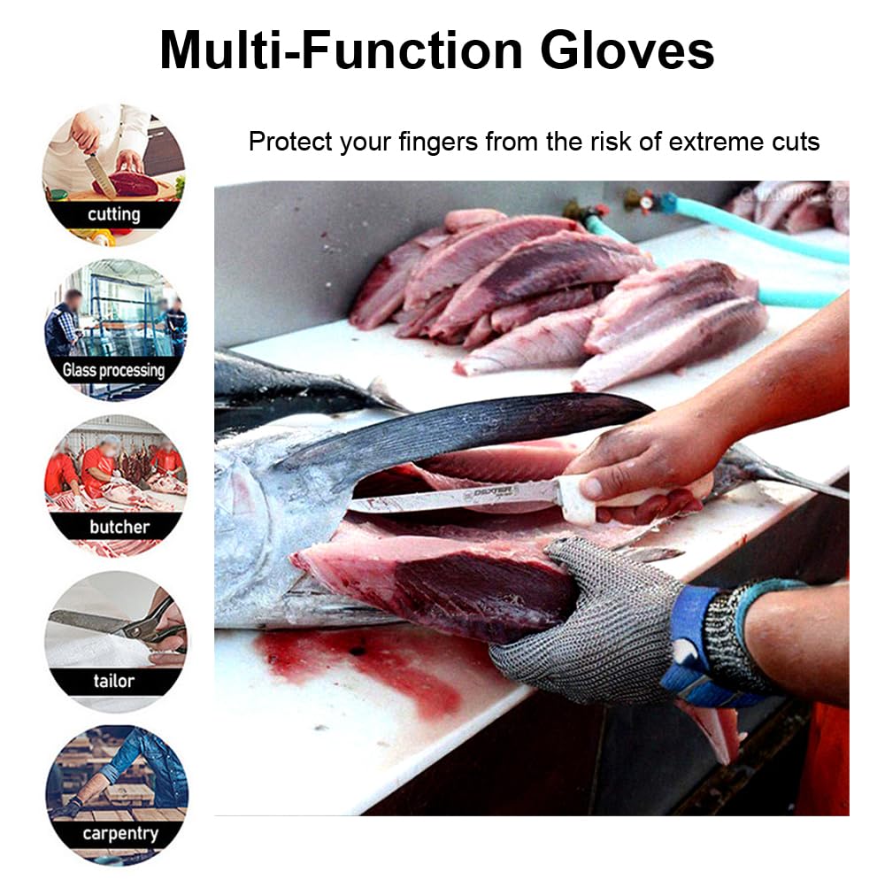 SUJAYU Cut Resistant Gloves, Level 9 Stainless Steel Cut Proof Gloves Cut Resistant Work Gloves, Kitchen Glove for Cutting (L)