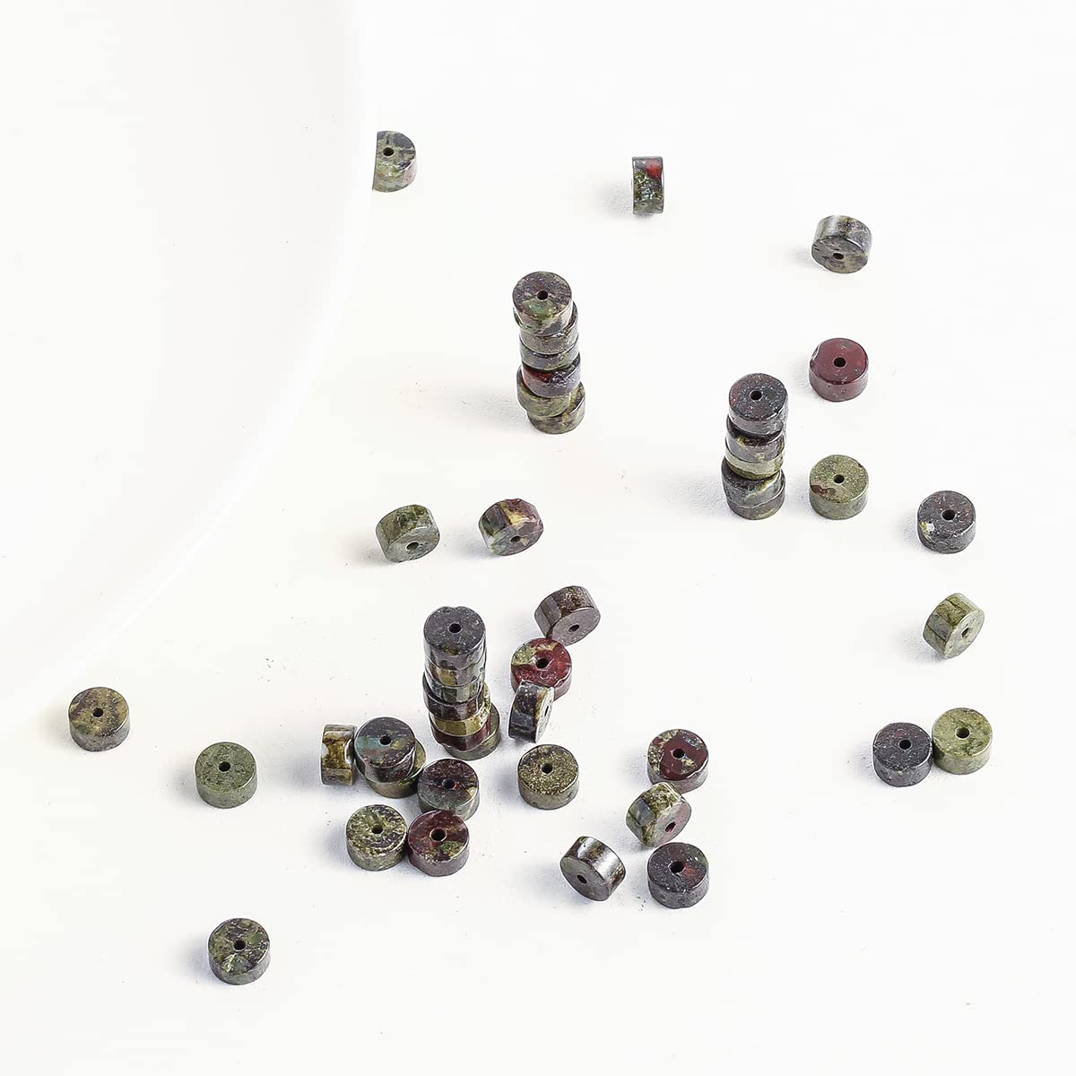 Natural Dragon Blood Stone Spacer Beads 6x3mm 38cm/str Flat Round Loose Semi Gemstone Caps for Making Bracelets Necklace