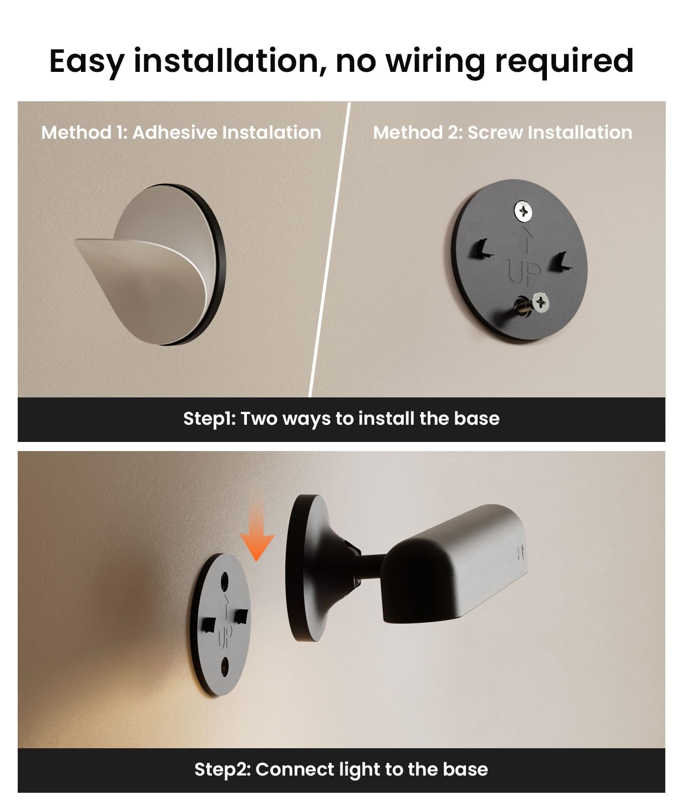 Rechargeable 7500mAh Battery Operated Wall Sconces for Bedroom,LED Wall Lights with Remote Control and Touch,360° Rotation,3 Colors Temperatures Dimmable Black Wall Lamps with 15 RGB Colors,2 Pack