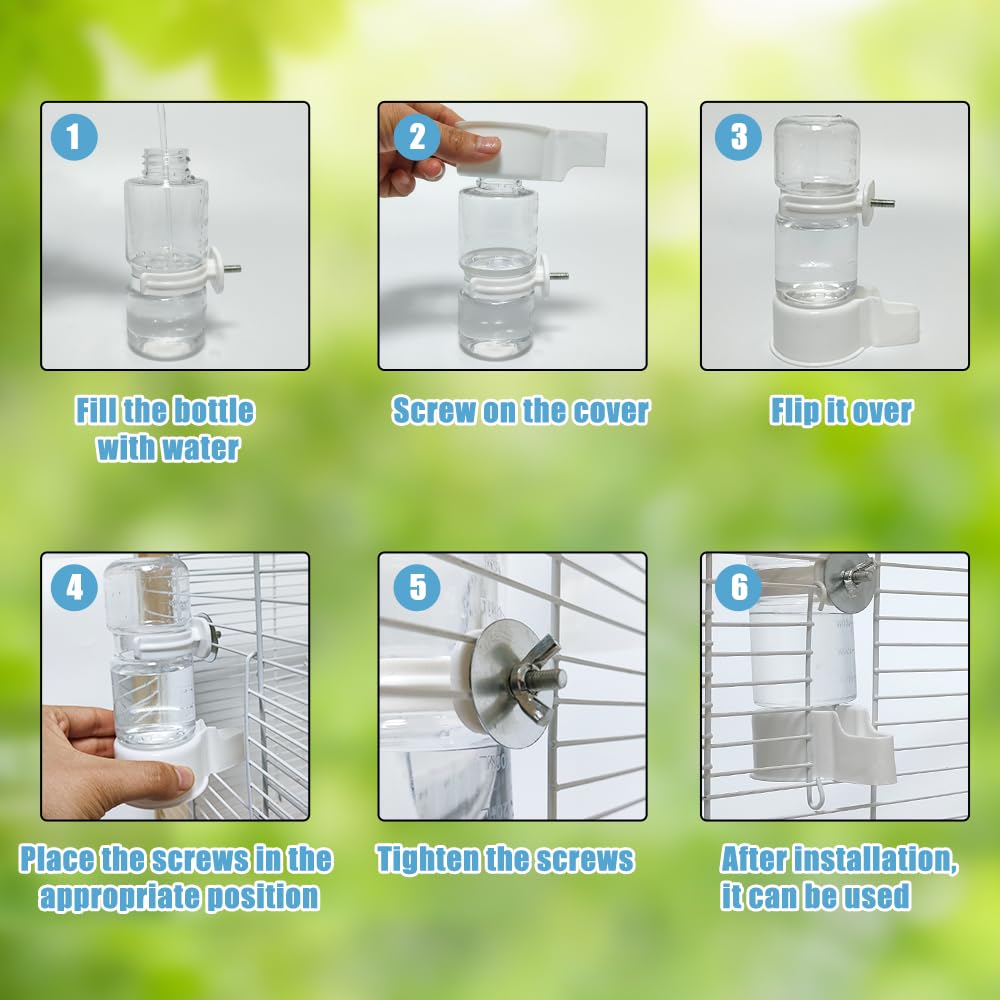 WQY Groceryshop Automatic Pet Bird Water Feeder, Water Dispenser for Cage, Bird Cage Suspended Automatic Pet Water Feeder, Parrot Feeders for Parakeet Budgie Cockatiel Lovebirds Canary Finch