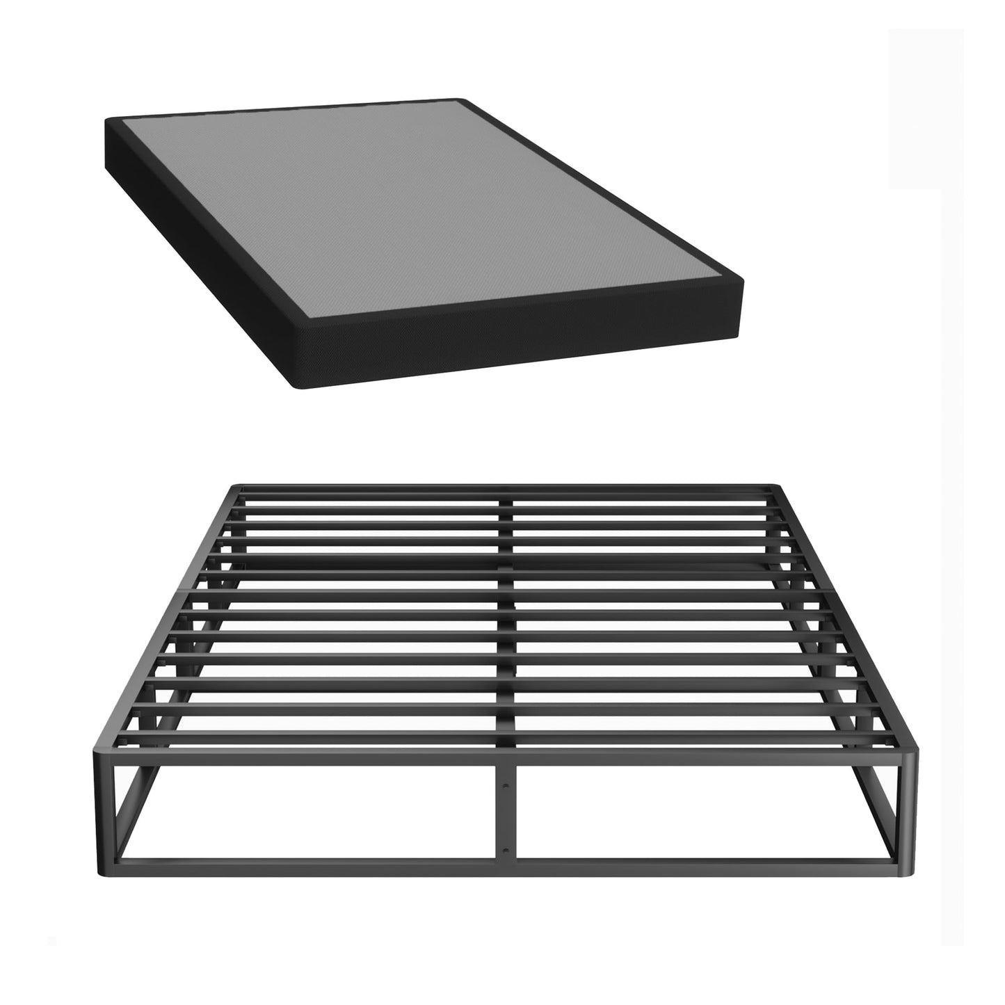 Superay Full Box Spring, 5 inch Box Spring for Full Bed, Heavy Duty Metal Bed Frame with Fabric Cover, 3000lbs Max Weight Capacity Bed Base Mattress Foundation, Easy Assembly, Noise Free, Black