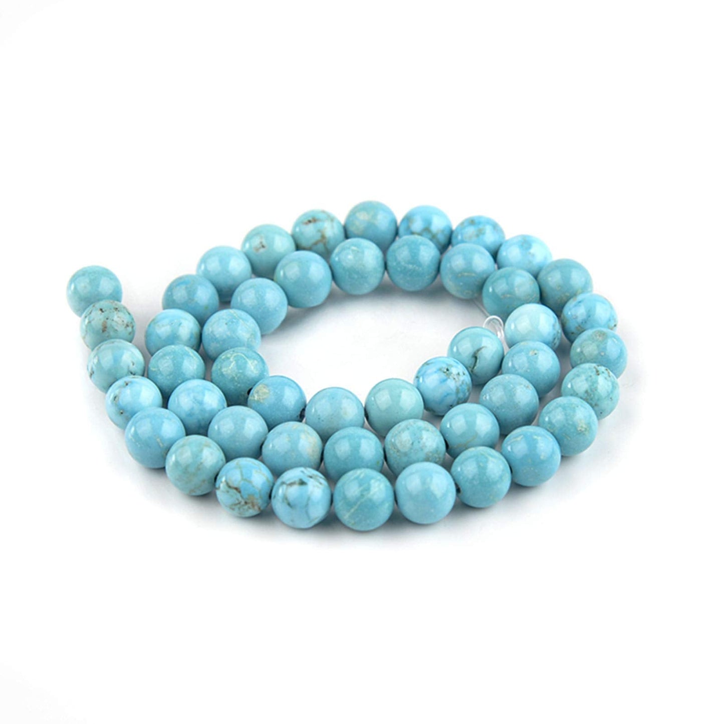 Filluck Natural Gemstone Turquoise Beads - 8mm Round Smooth Stones for Jewelry Making - Adult DIY Bracelet, 15 Inch