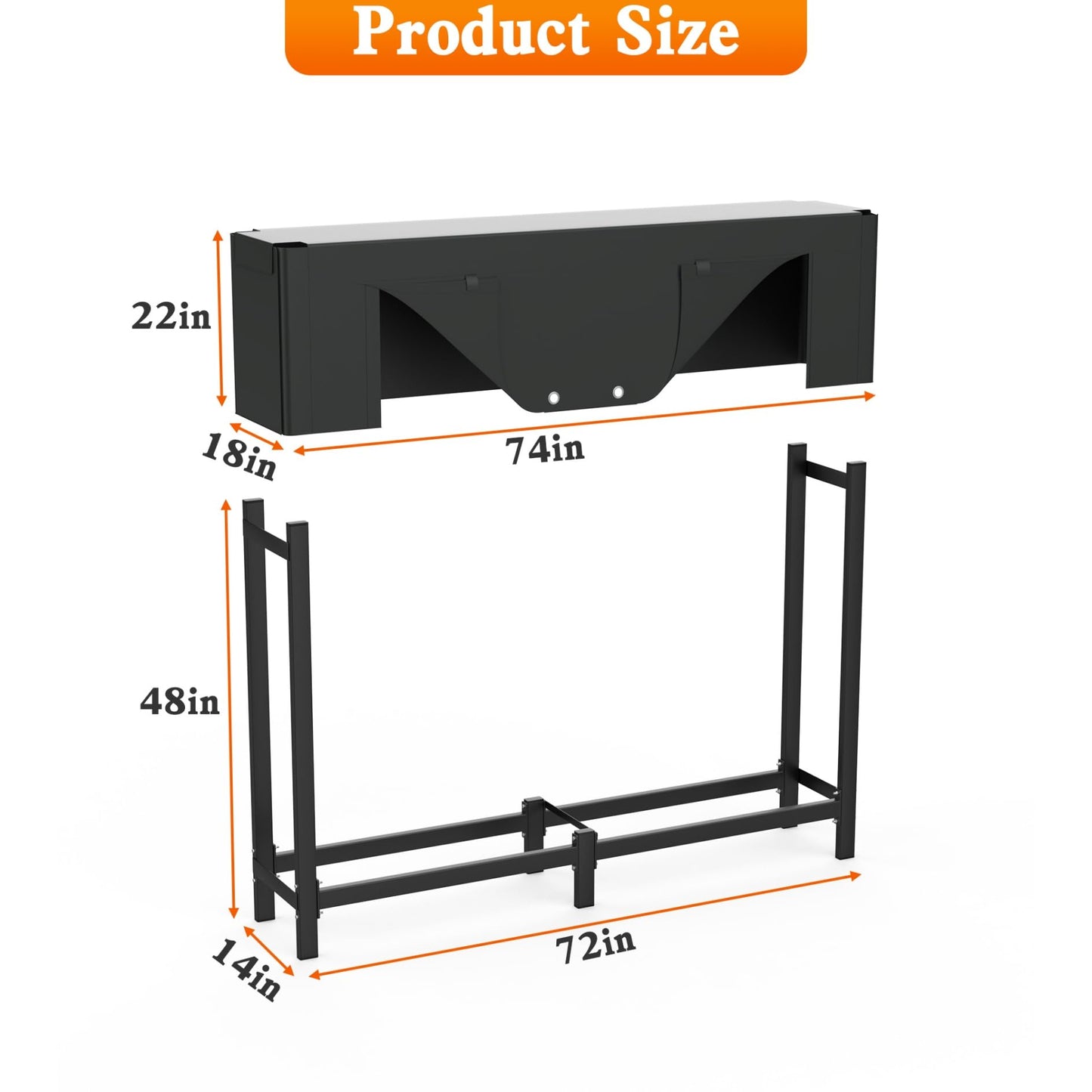 WALMANN Heavy-Duty 6 ft Firewood Rack with Waterproof Cover & Firewood Carry Bag, Outdoor Indoor Wood Log Holder for Fireplace, Patio & Porch, Sturdy Steel Fire Wood Storage Stand