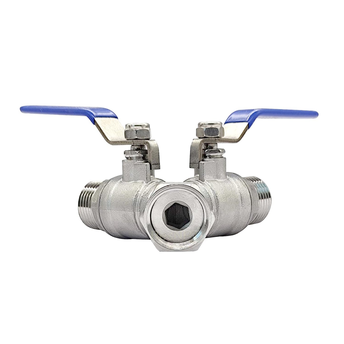 BesNPT Garden Hose Splitter 2 Way Heavy Duty Valve, 304 Stainless Steel 3/4" GHT Thread Full Flow Y Valve with Long Handle
