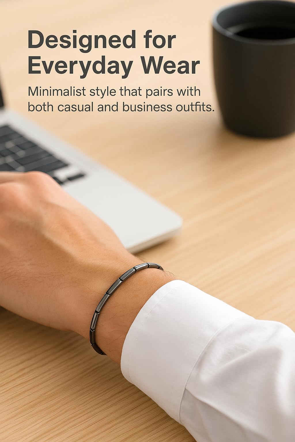 Zan Mast Hematite Bracelet for Men, Natural Stone Beaded Stretch Bracelet to Enhance Male Charm, Confidence, Mental Clarity & Focus, Grounding Energy Jewelry Gift (Thin)