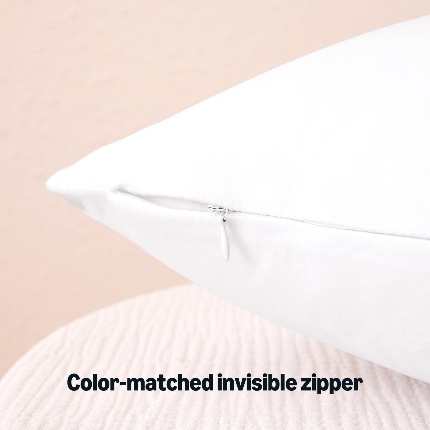 Amazon Basics Velvet Throw Pillow Covers, Soft Decorative Square Cushion Cases Modern Home Decor for Sofa, Couch, Bed, 20 × 20in, White, Pack of 2