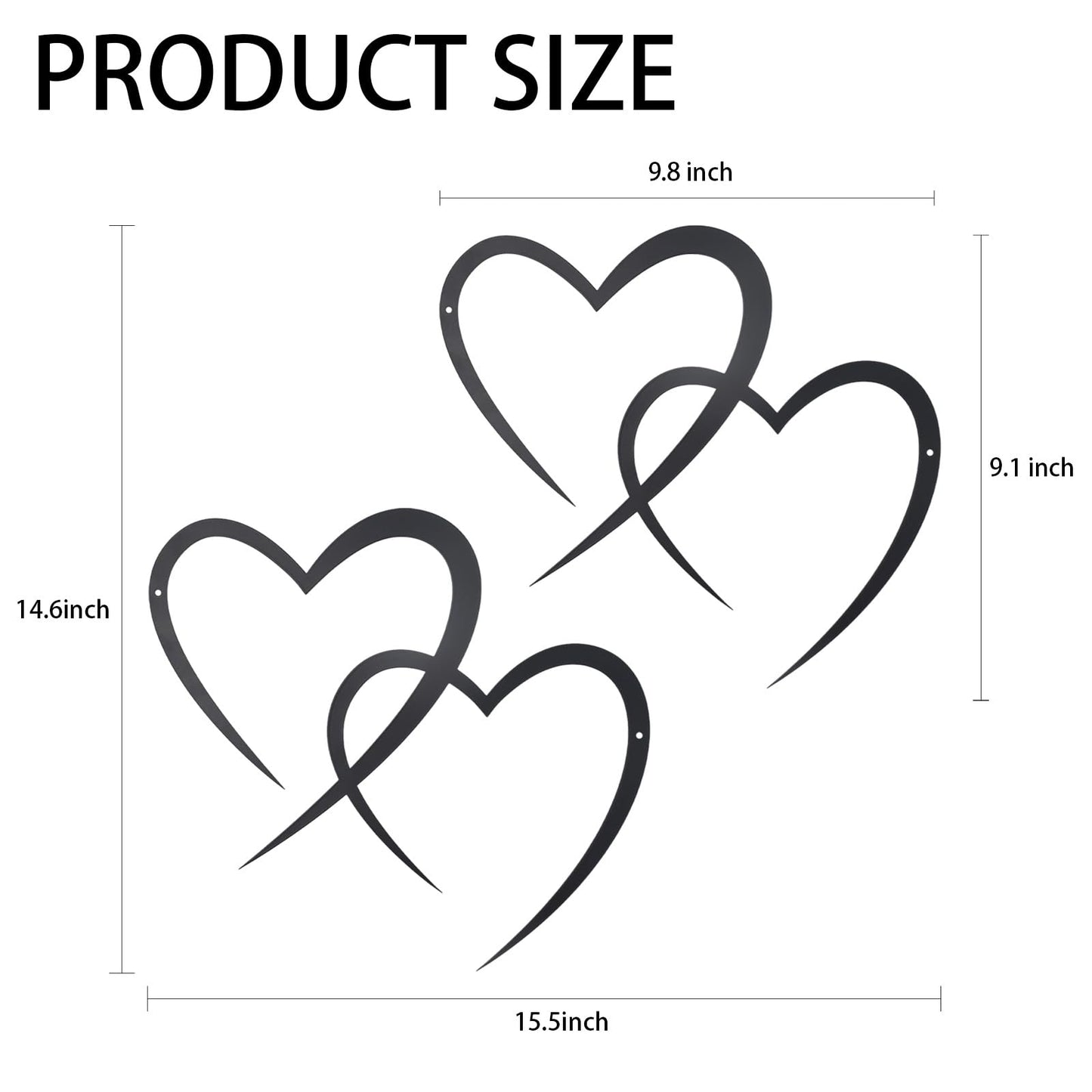 OYEFLY Infinity Heart Metal Wall Decor,Infinity Heart Wall Decor for Room Living,Wedding Decor (Black, style3 11.4 x 10.7in)