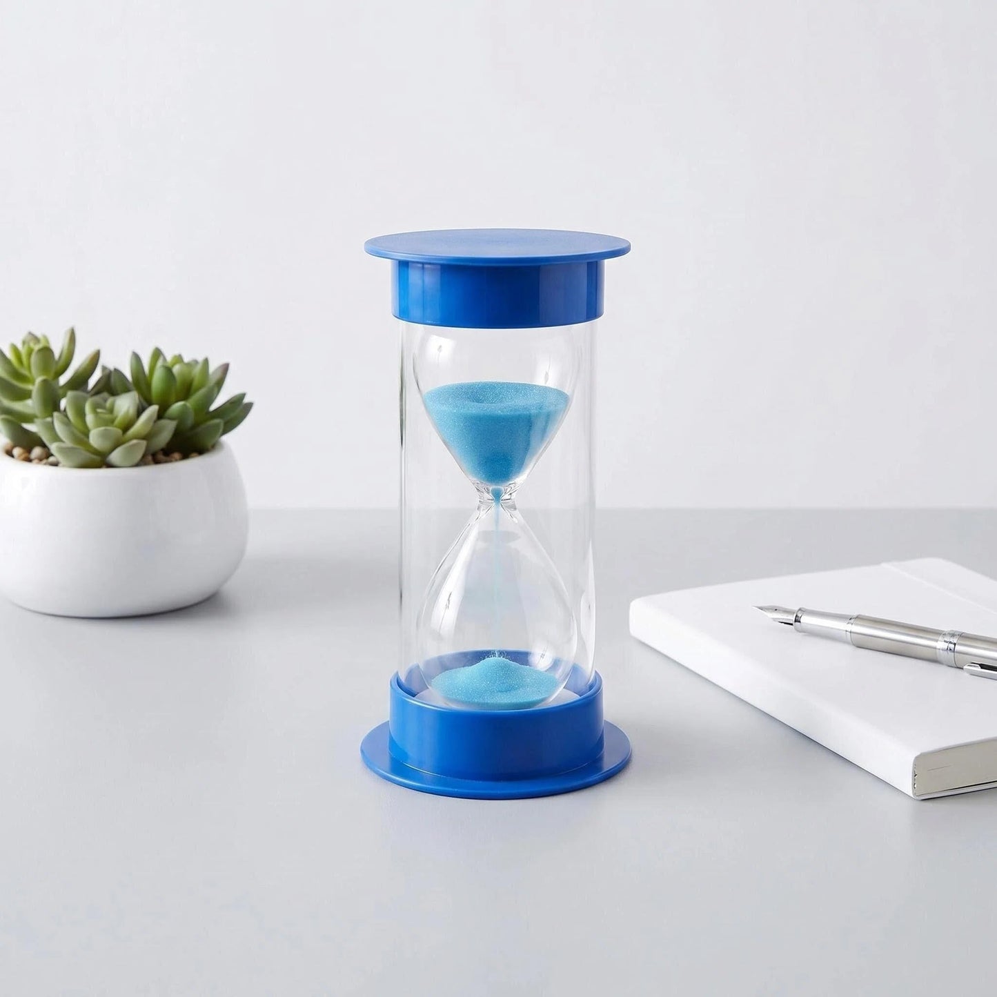 JIEHET Hourglass Sand Timer 5 Minutes, Dual Protection Hour Glass with Sand, Sand Timer for Kids Safety, Sand Clock Watch Management Assistant, Creative Gift, Living Room Office Decorative (Blue)