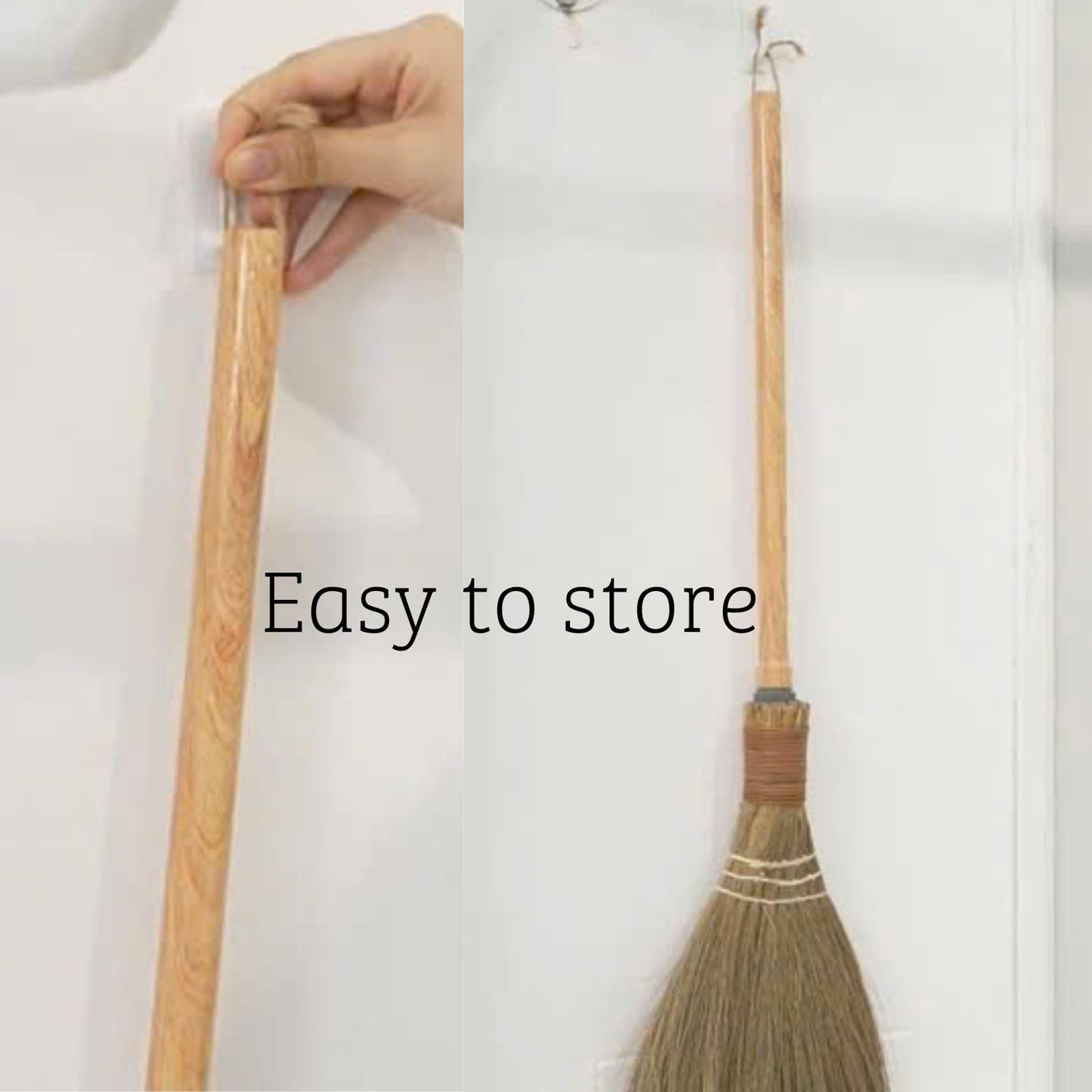 BMart Home Small Natural Whisk Sweeping Hand Handle Broom - Vietnamese Straw Soft Broom for Cleaning - Decoration Items - Indoor - Outdoor - 9.84'' Width, 27.95" Length