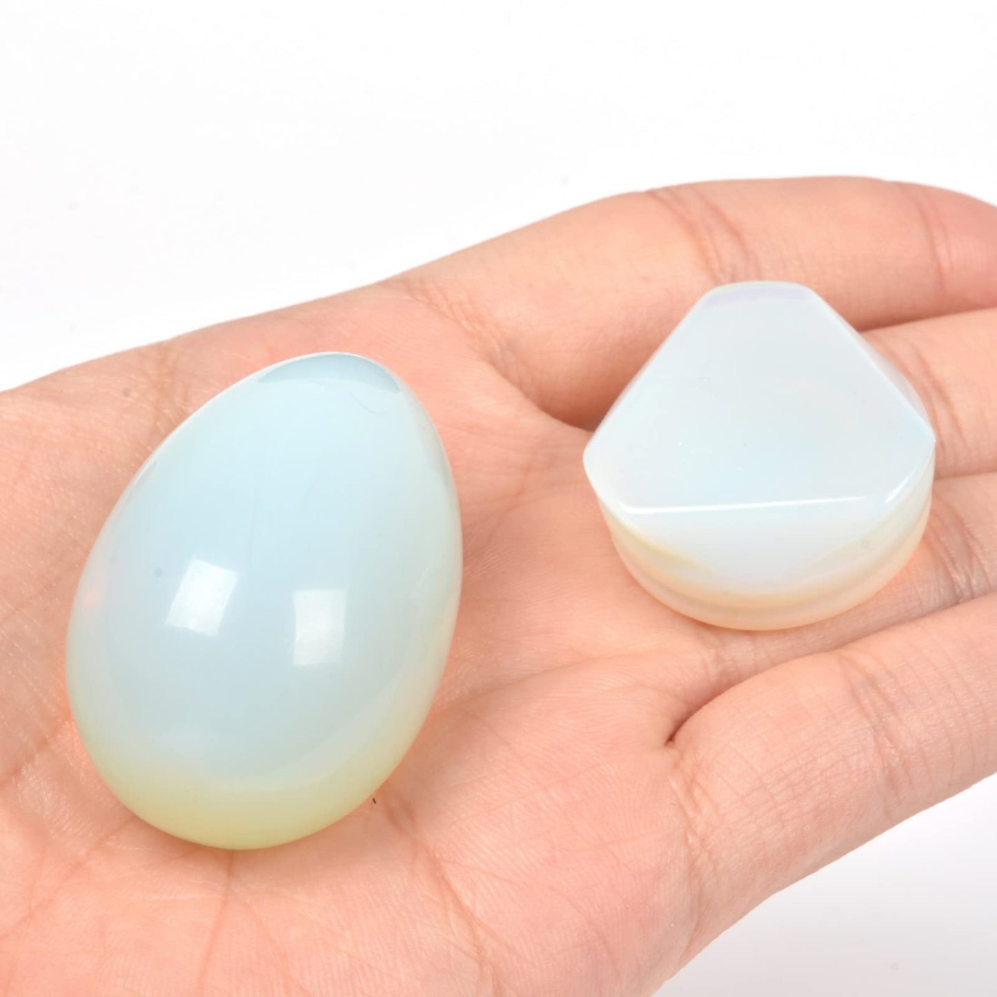 Justinstones Synthetic Opalite Gemstone Egg Crystal Healing Chakra Meditation Home Office Decor Stone with Stone Stand