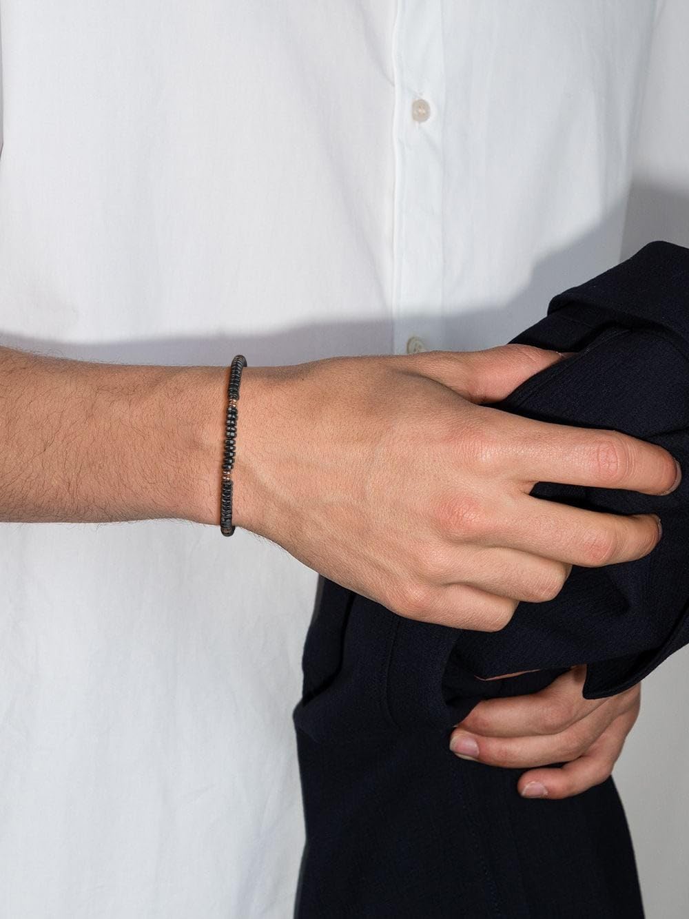 GAVU Crystal Jewelry, Stainless Steel Hematite Stone Beaded Bracelet for Men, Rosegold Bracelet for Men
