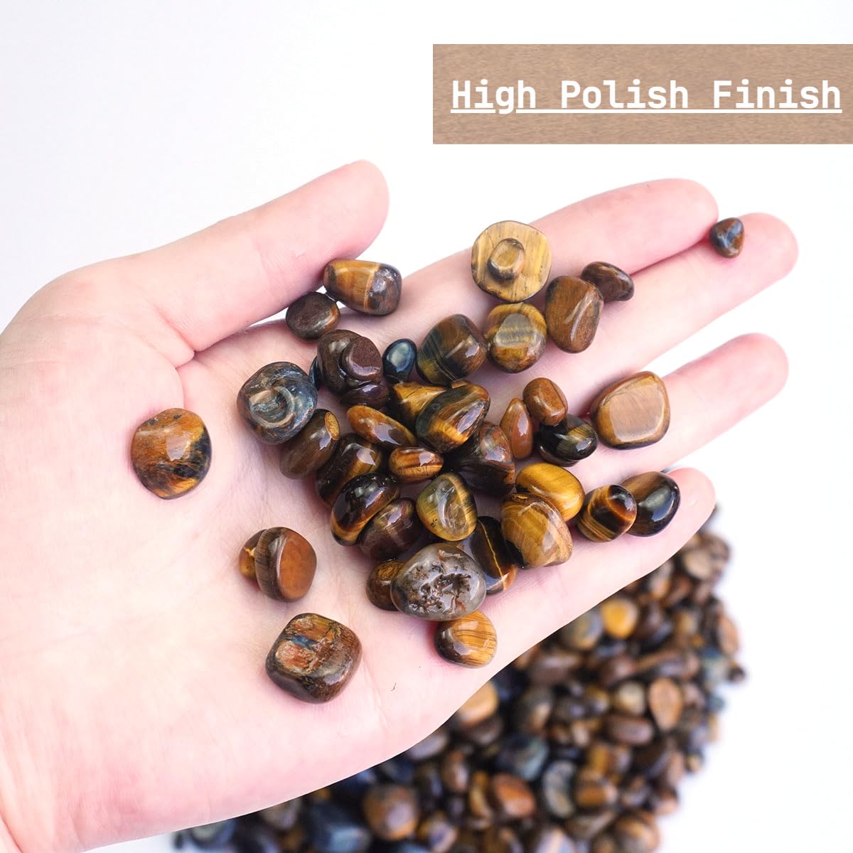 XMHOME 3 Pounds Bulk Tiger's Eye Tumbled Stones - Natural Polished Gemstones for Vase Filler, Jewelry Making, and Home Decoration
