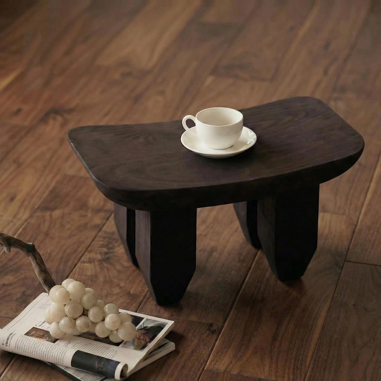 Seodradow Handmade Solid Wood Stool - 19 Inch Wooden Step Stool & Side Table, Multi-Use Wood Stool for Sofa Footrest, Bedroom, Entryway