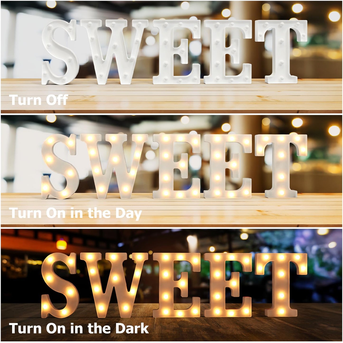 Marquee Letters, Led Letter Lights, 26 Alphabet Battery Powered LED Light Up Name Sign, Decorative Lighted Standing Letters for Graduation Party Night Light Wedding Birthday Room Wall Decor (Letter A)