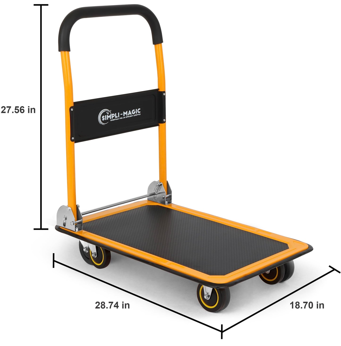 Simpli-Magic Push Cart Dolly, 330 LBS – Foldable Moving Platform Hand Truck – Easy Storage, 360 Degree Swivel Wheels Flat Bed Cart