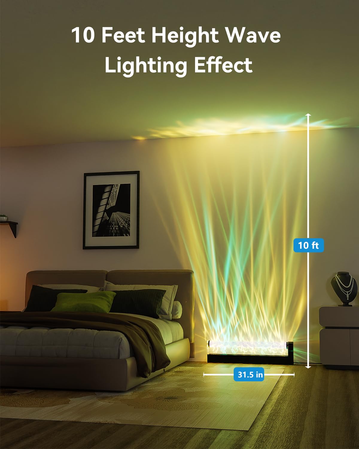 RGB Led Light for Wall Decor, Ambient Lighting for Bedroom, Mood Lighting for Living Room, Ocean Wave Light Projector Light for Game Room