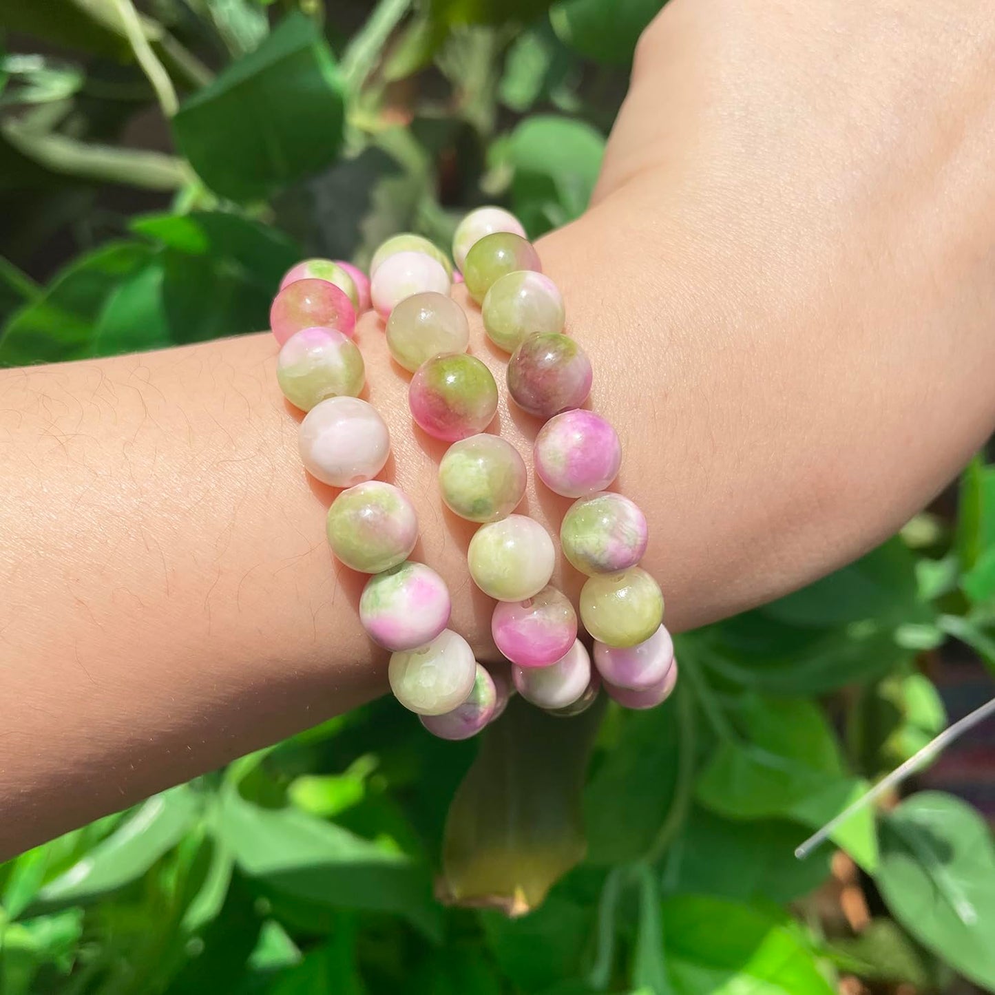 Yochus 60pcs 6mm Pink &Green Persian Jade Energy Healing Round Bulk Gemstone Beads for Jewelry Making Bracelet Necklace Earring DIY