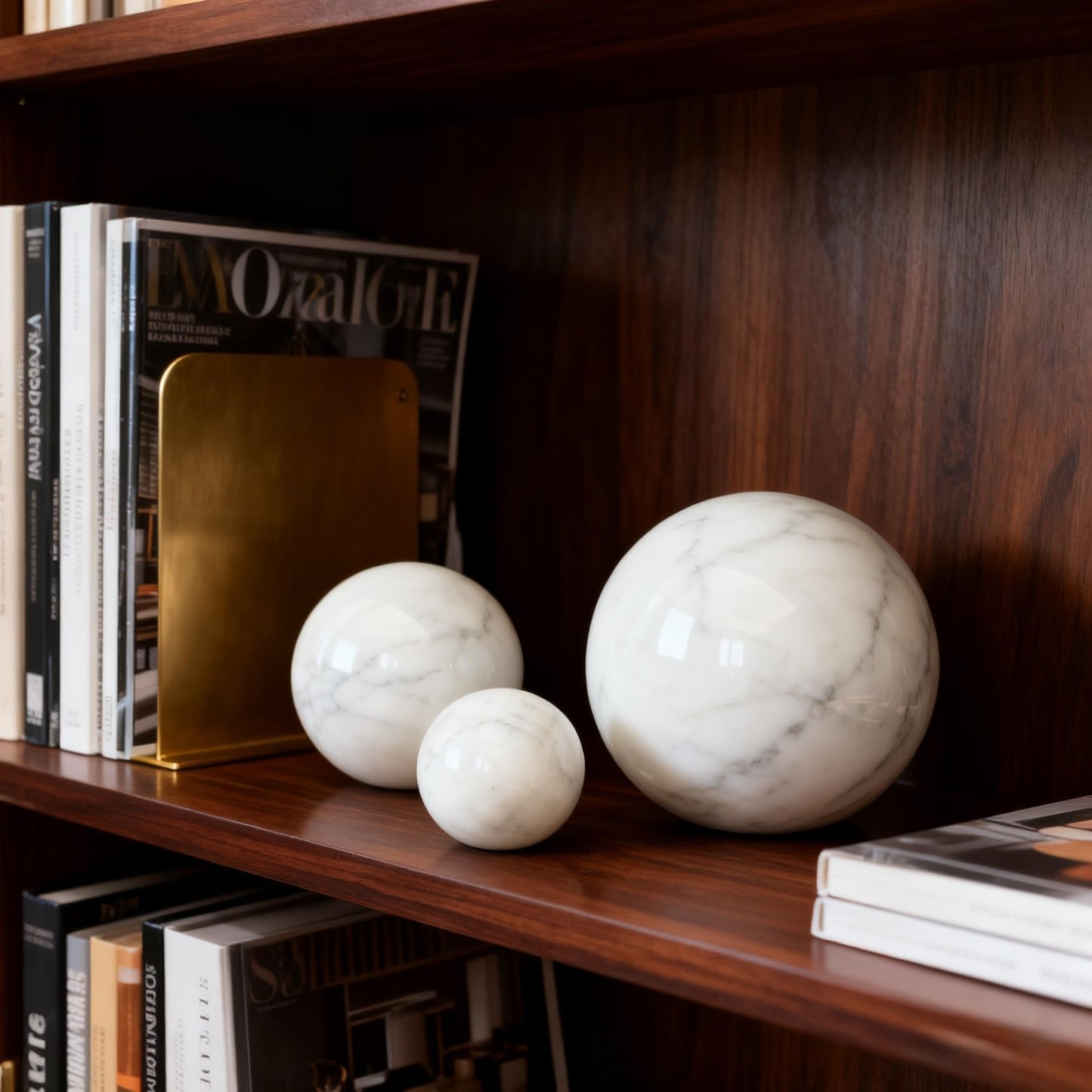 SIRIZEN-DIVING White Natural Marble Decorative Sphere Set, Heavy Solid Stone Balls for Home Decor, Bedroom, Entryway, Hotel, Dining Room Tabletop Display (12cm Diameter)