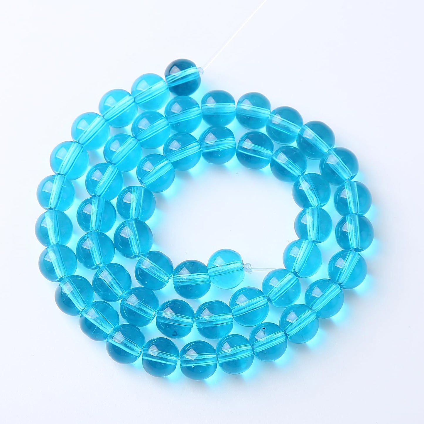 45pcs 8mm Topaz Blue Crystal Glass Beads Round Loose Spacer Beads for Jewelry Making DIY Bracelet Necklace Healing Power Stone