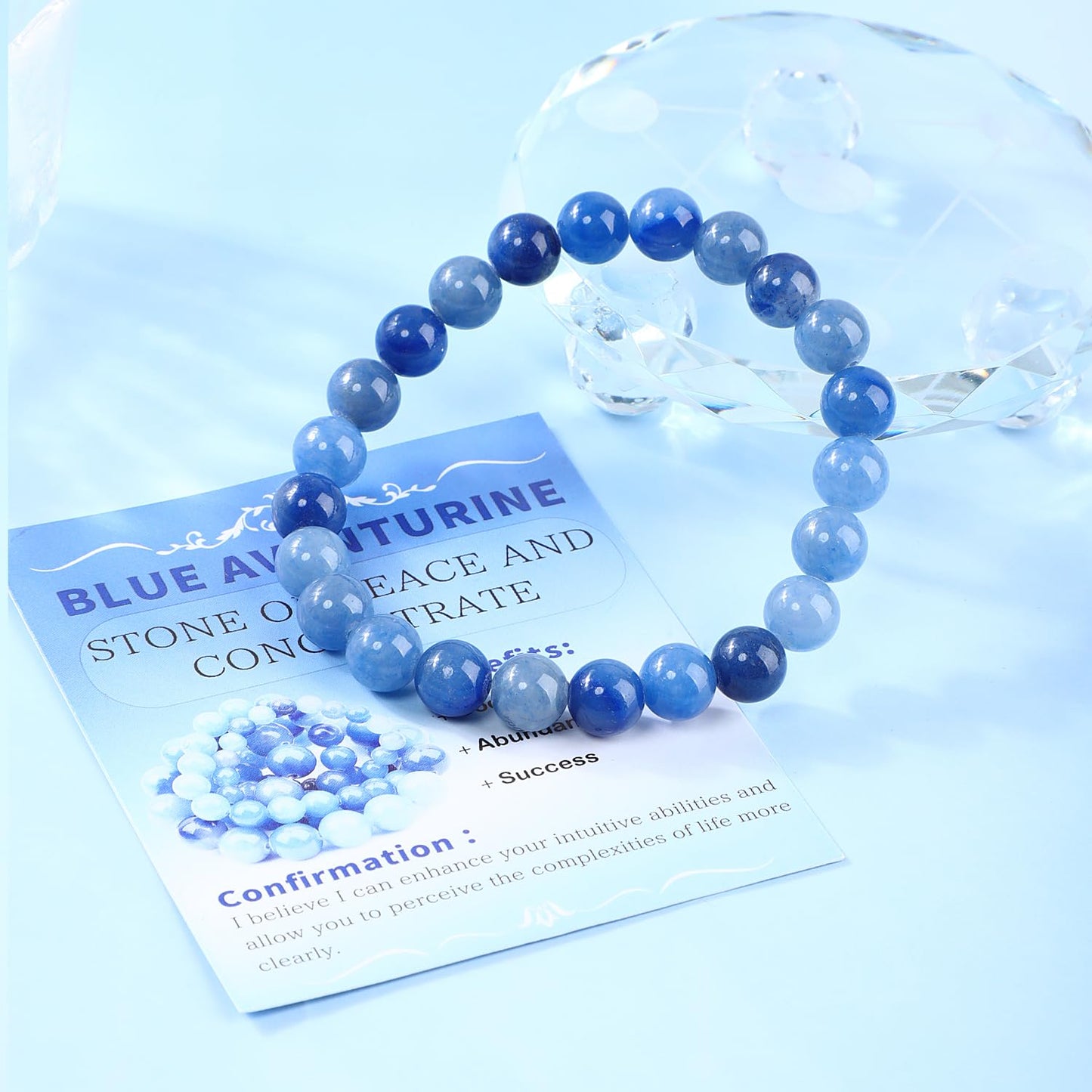 Bymitel 8mm Blue Aventurine - Handmade Reiki Gemstone Stretch Bracelet, Natural Beauty & Spiritual Essence, Crystal Healing for Unisex Adults