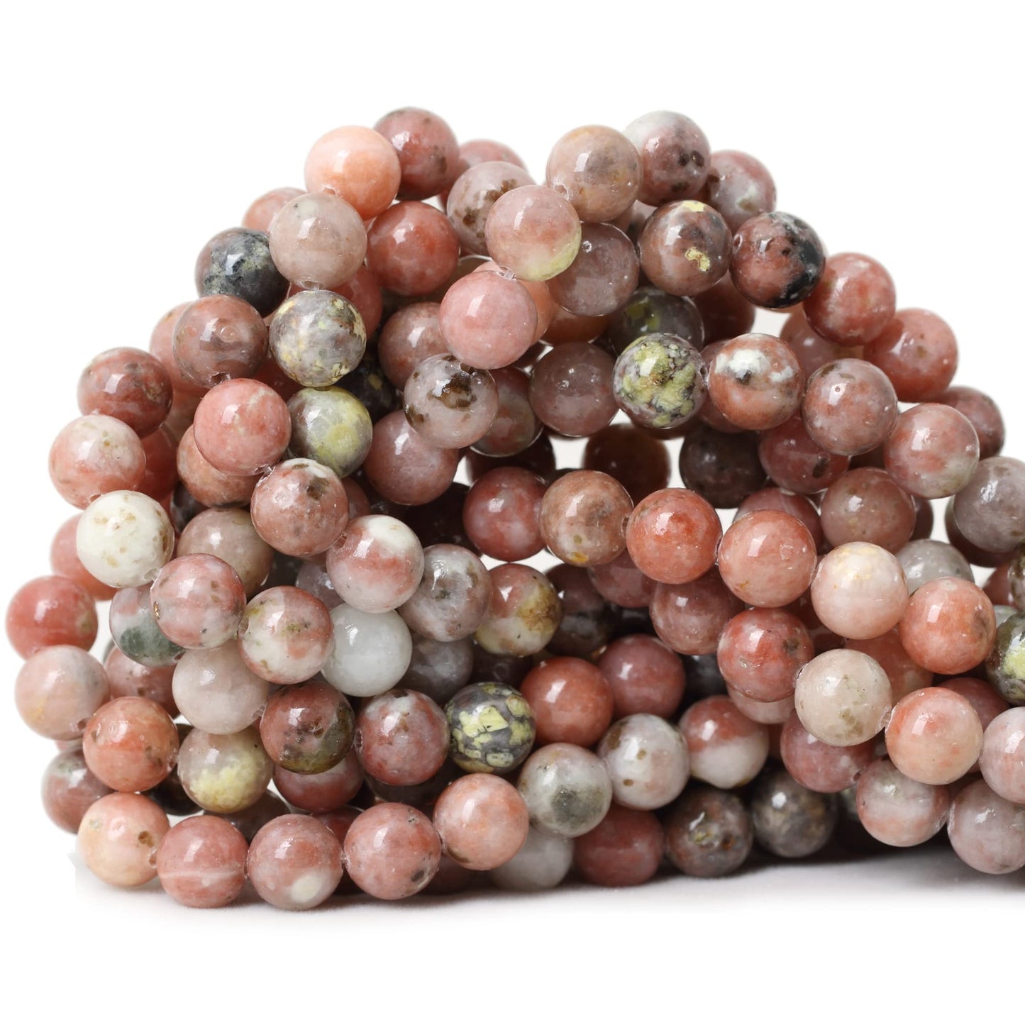 CHEAVIAN 45PCS 8mm Natural Plum Blossom Stone Gemstone Round Loose Beads for DIY Bracelet Necklace Earrings Jewelry Making 1 String 15 Inches