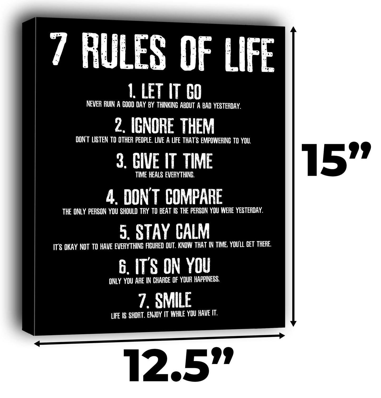 HoneyKICK Motivation Poster 7 Rules Of Life 11 x 14 In Unframed Cardstock, Minimalist Black And White Motivational Wall Art, Inspirational Posters And Motivational Posters For Office, or Home