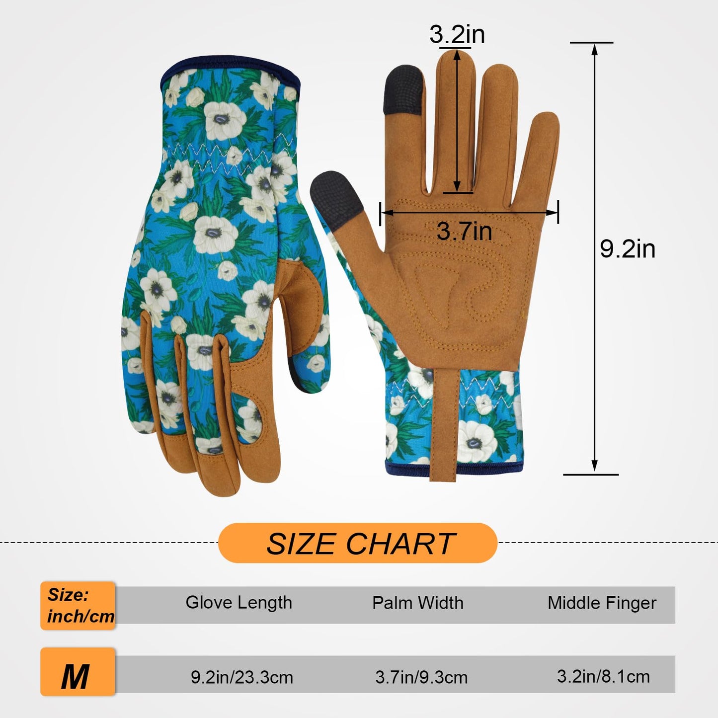 MERTURN Leather Gardening Gloves for Women Thorn Proof Garden Gloves Touch Screen Working Gloves Gardening Gifts, Flowers White