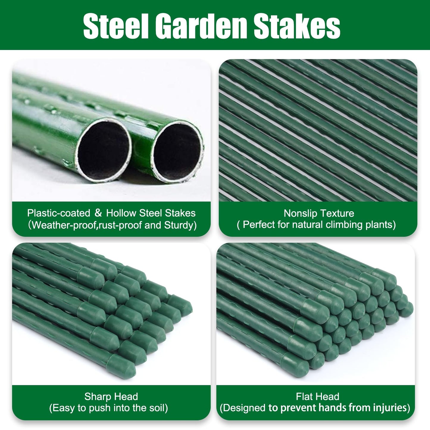 TINGYUAN Garden Stakes 36 Inches Steel Plant Stakes Tomato Stakes 3ft Pack of 25