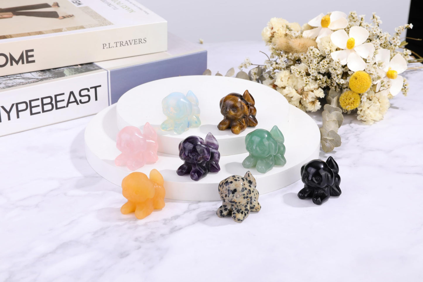CrystalTears Opalite Crystal Dog Figurine, 1.5” Healing Gemstone Dogs Puppy Statue Ornament for Home Office Decor, Cute Lucky Crystals Dogs Gifts for Gifts for Women Dog Lovers Men Christmas