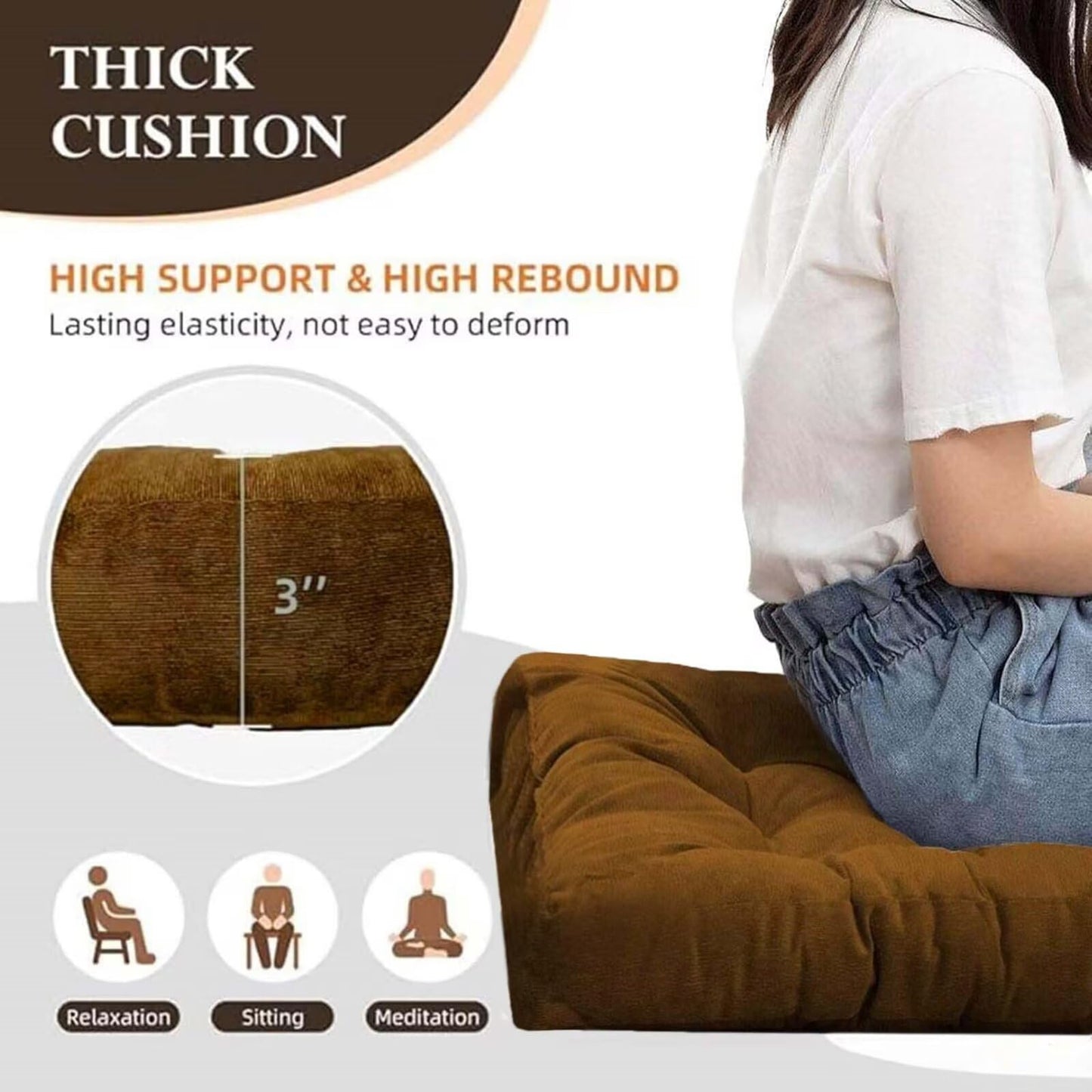 Gfobip Floor Pillows Set Square Chair Cushion Pad Tufted Seat Cushions for Living Room Balconies Office Wine Red 18x18in