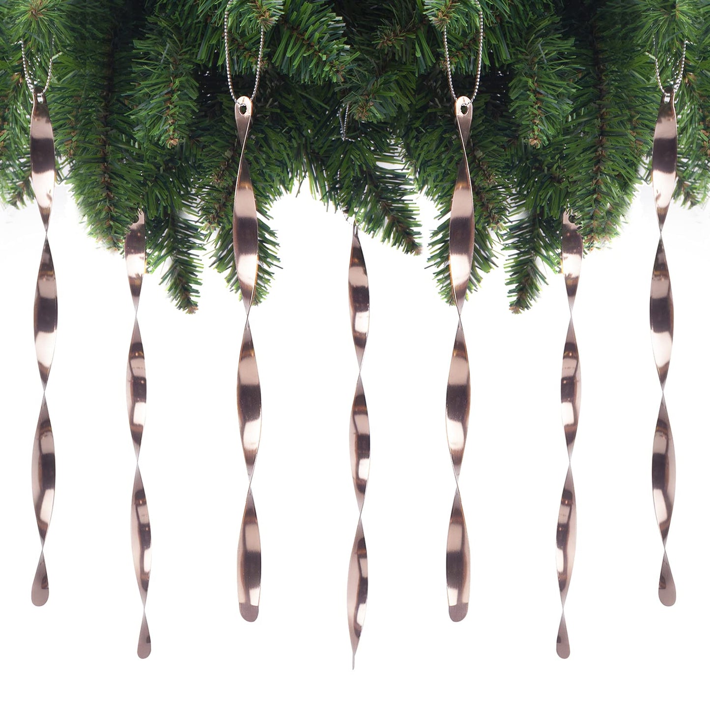 AMS Christmas Tree Ornaments 24PCS Aluminum Twisted Icicles Ornament Set for Christmas Tree New Year Party Decorations Supplies(Shiny 9.8",Coffee)