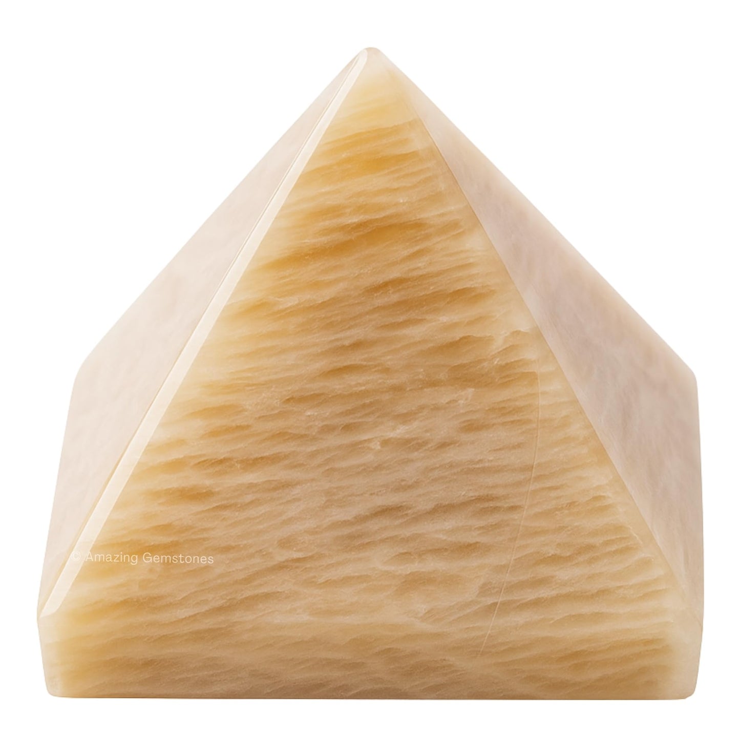 Amazing Gemstone Cream Moonstone Pyramid Crystal Healing Stones - 2" Great Pyramid Figurine of Natural Stone Pyramid for Meditation, Reiki, Chakra Balancing and Crystal Pyramids Grid