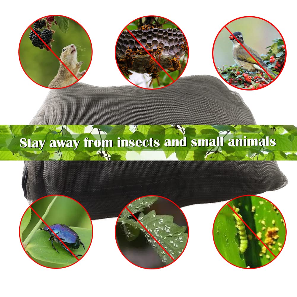 Fruit Tree Netting Covers with Zipper to Protect from Squirrels and Birds Large Netting for Fruit Trees Net Protection, Black, 10' x 10', 1 Pack