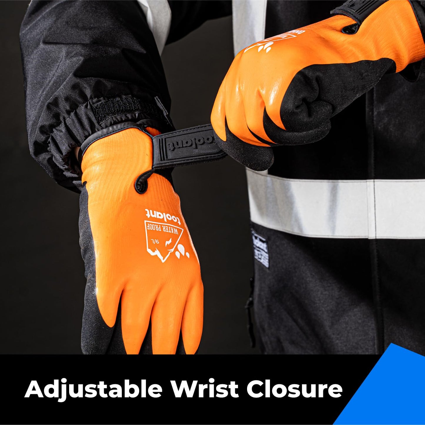 toolant 100% Waterproof Gloves for Men and Women, Winter Work Gloves for Cold Weather, Touchsreen, Thermal Gloves for Fishing, Gardening and Working in Freezer, With Grip, Orange, XX-Large