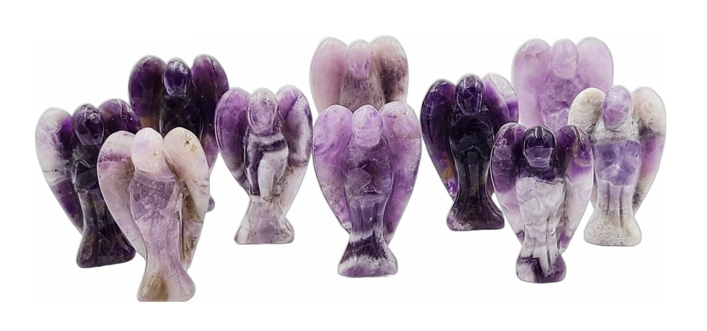 Earth Therapy Pocket Guardian Angel with Serenity Prayer Card - Amethyst Natural Crystal Healing Stone Figurine - Gift for Yourselves and Your Loved Ones - Home Decoration…