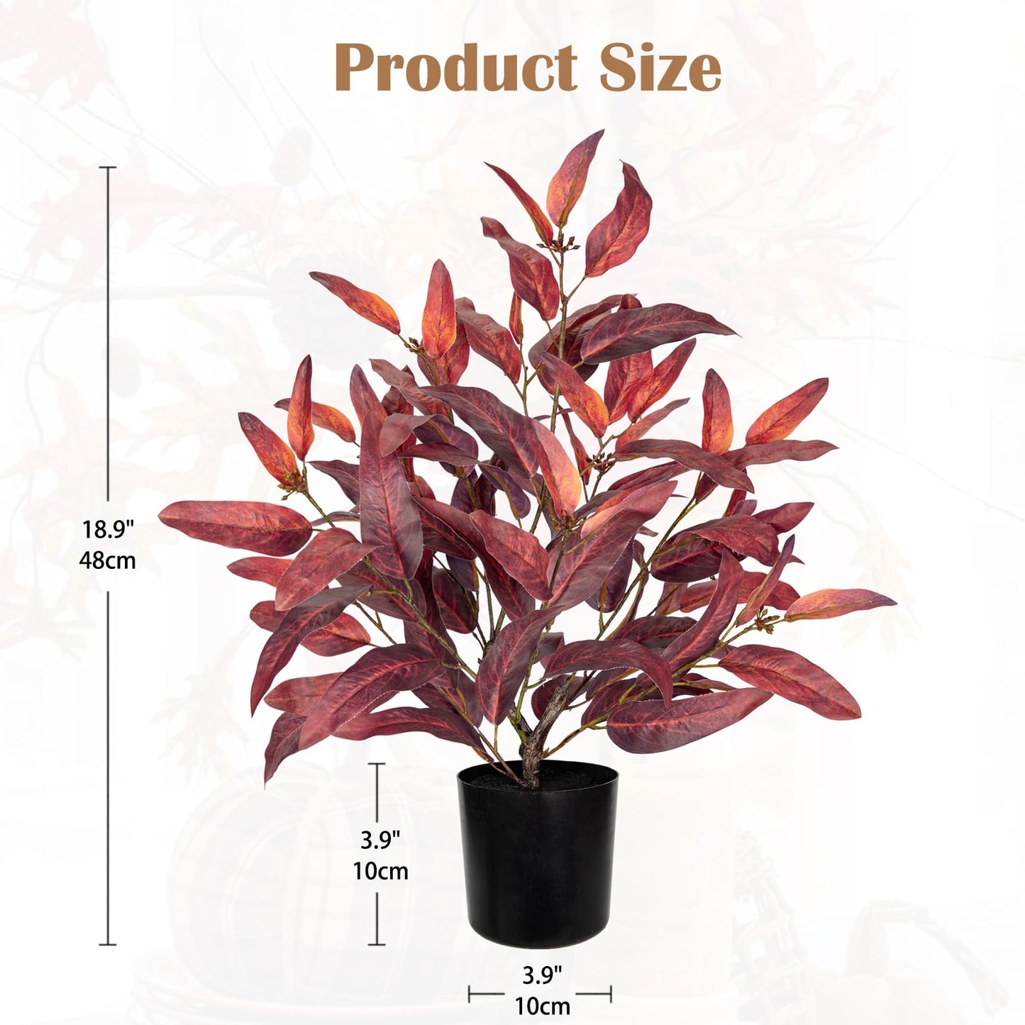 Briful Artificial Plant Farmhouse Table Decor, Burgundy Eucalyptus Plant Home Indoor Decor, Fake Plants for Office Coffee Living Room Decorations